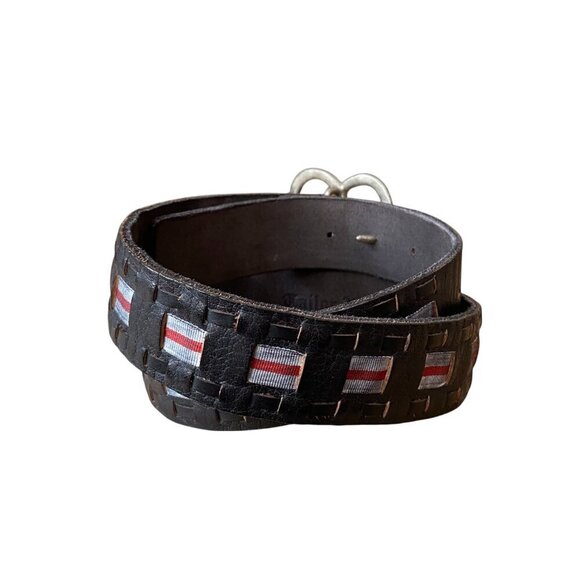 Tailor Vintage Heat Buckle Woven Leather Belt - Size Small - Picture 2 of 5